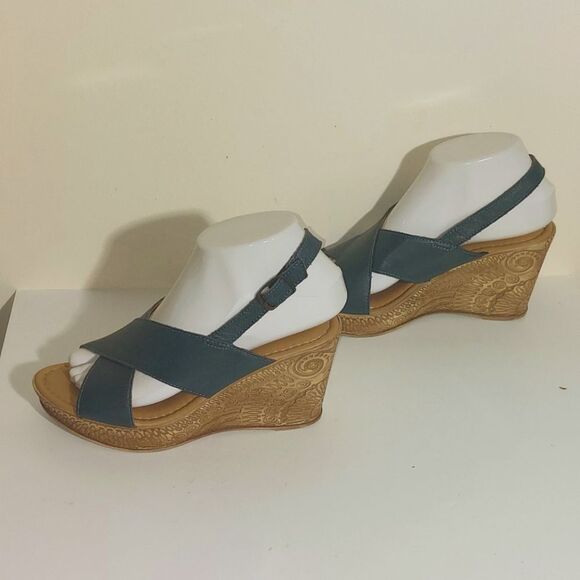 Bella Vita Women's Leather Teal Blue Wedge Sandals Size 6W EUC - Picture 7 of 11